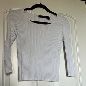 Express White Ribbed Long Sleeve Crop Top